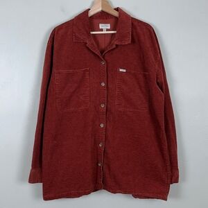 Brixton Mens Waffle Corduroy Long Sleeve Button Up Shirt Sz XL Burnt Orange